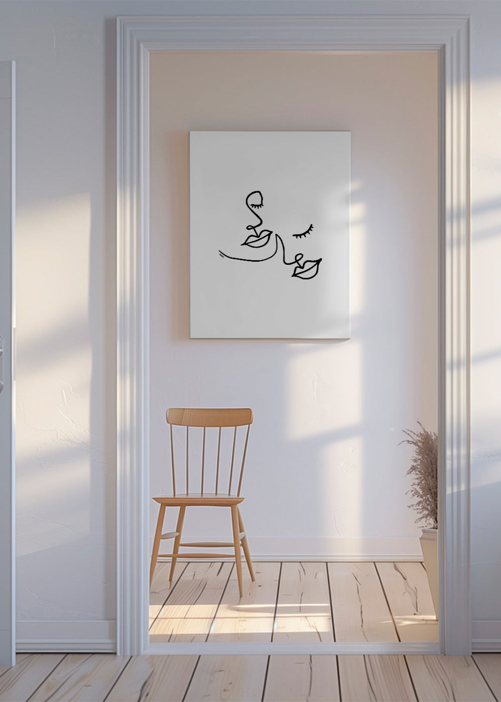 Ilustrace tváří v linii minimalistická