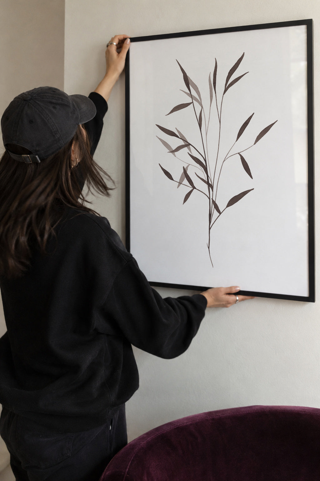 Black leaf - Framed poster detail