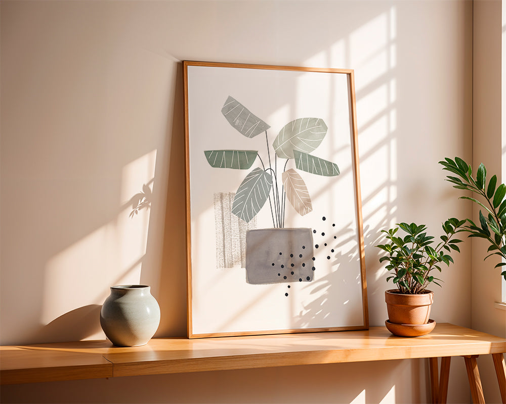 Botanický plakát se stylizovanými listy