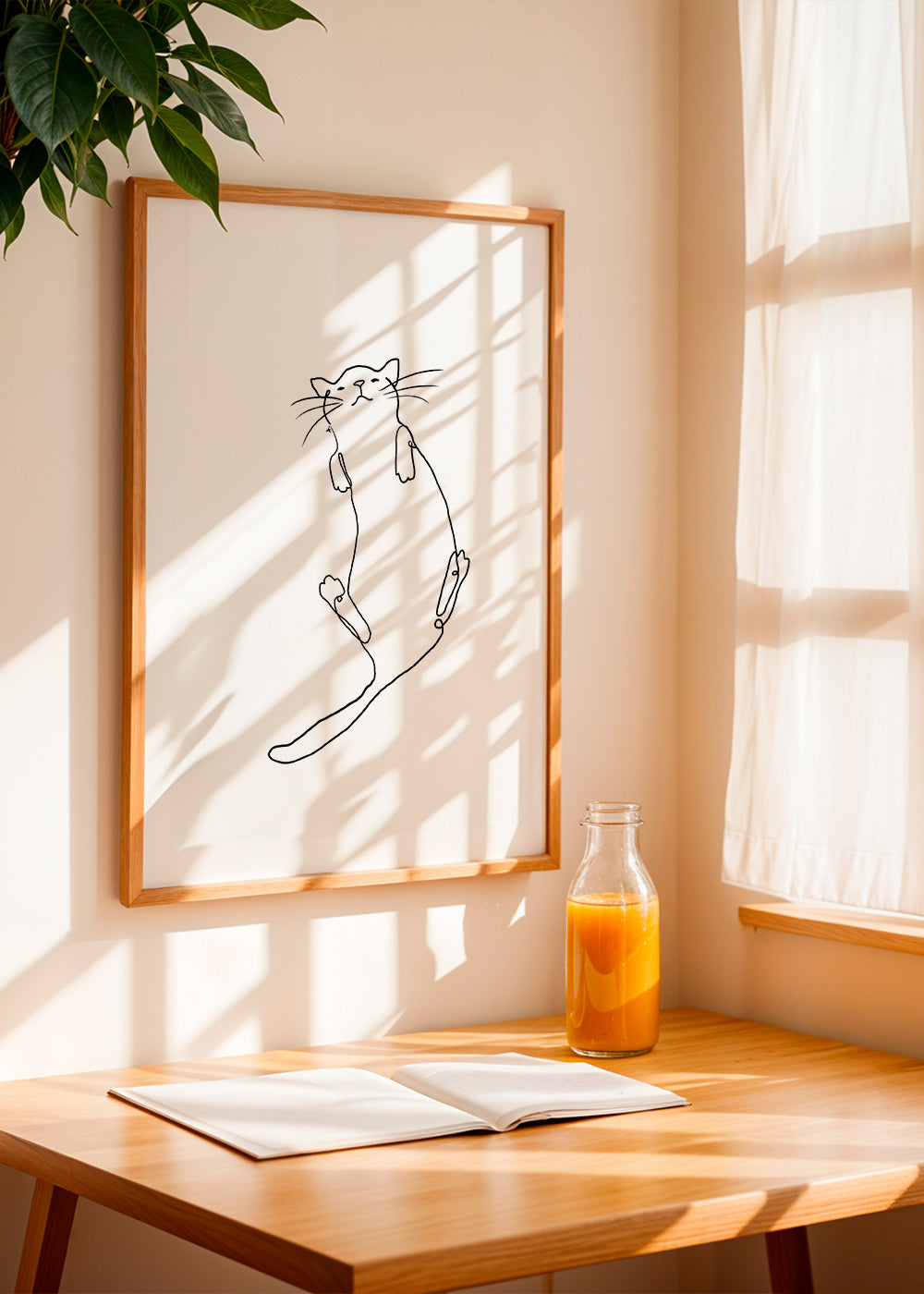 Obraz kočka čára minimalistická