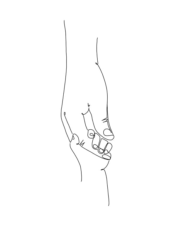 Line art ilustrace dětských rukou