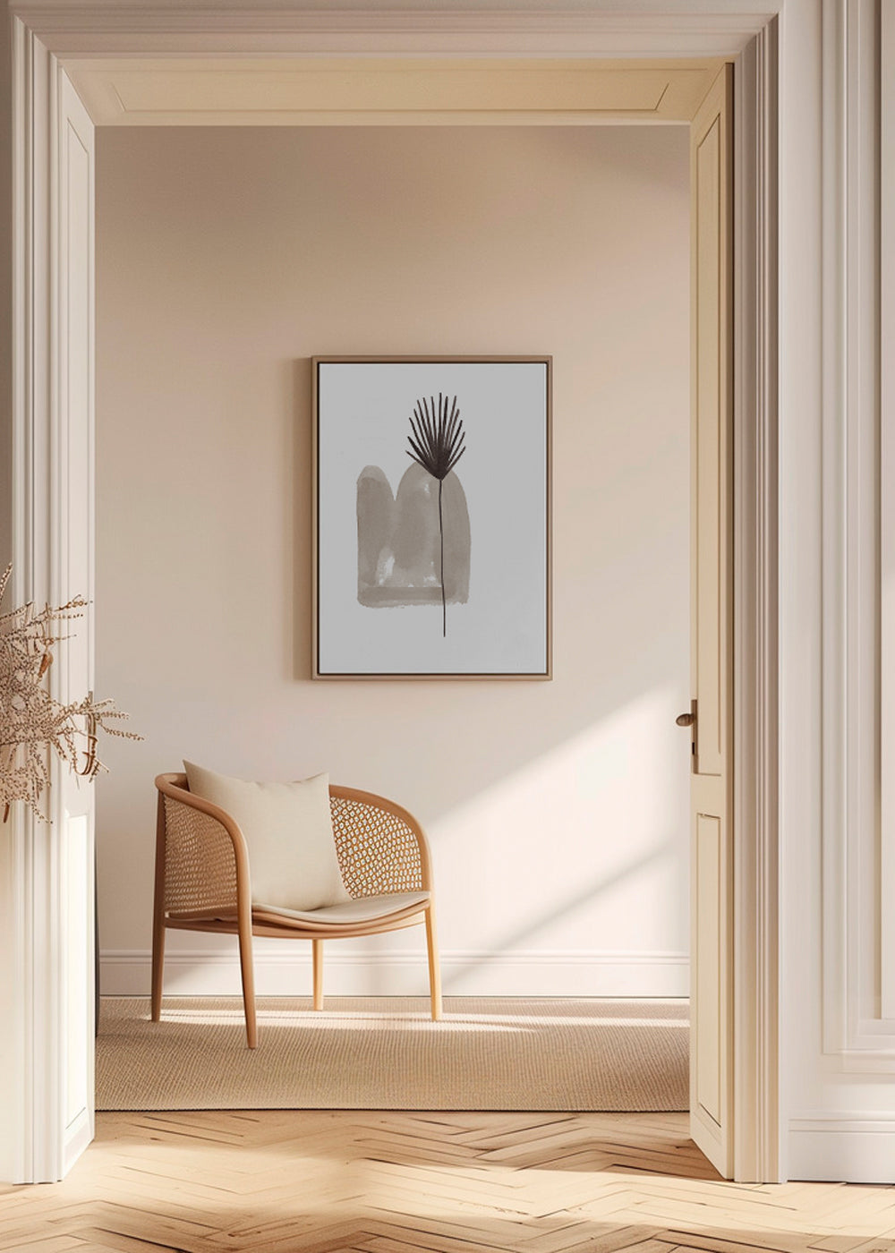 Botanický plakát: minimalistický list akvarel