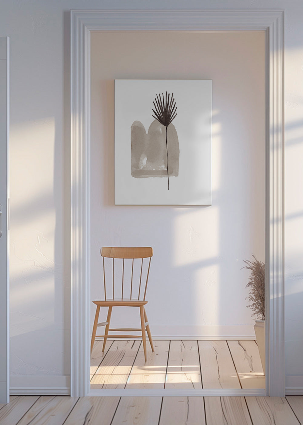 Botanický plakát: minimalistický list akvarel