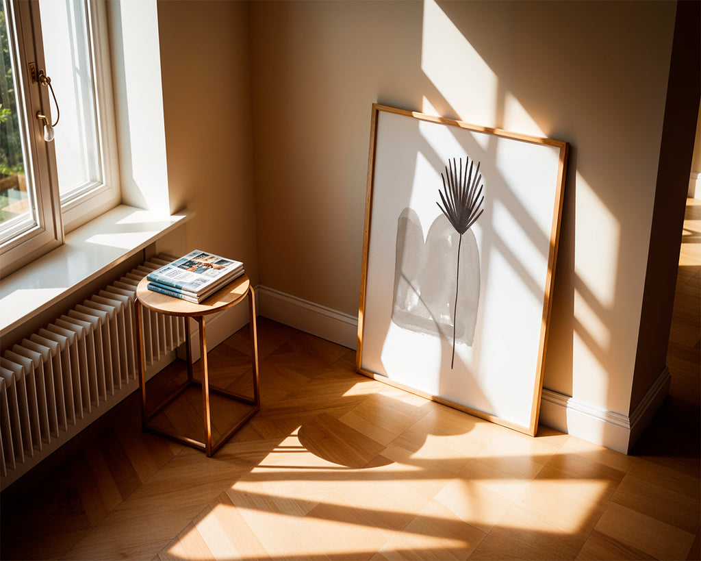 Botanický plakát: minimalistický list akvarel