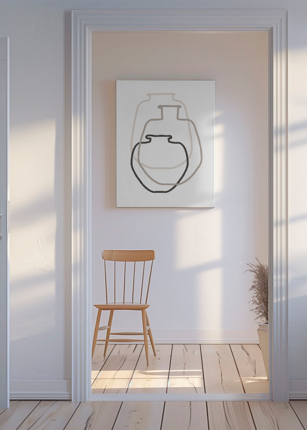 Minimalistický design liniové vázy překryté