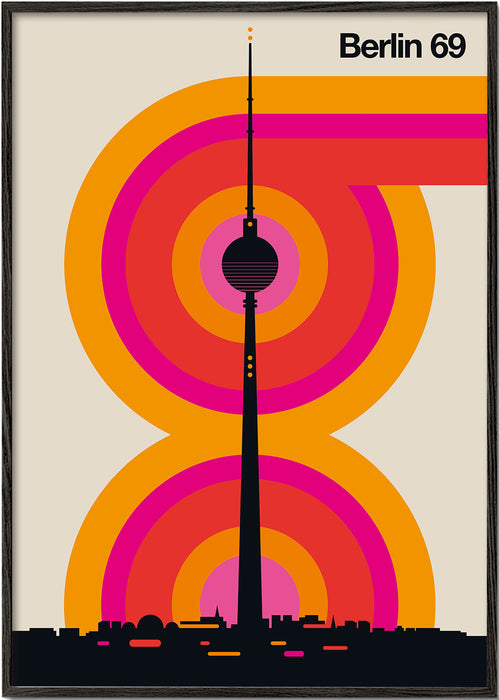 Městské umění Berlin 69 silueta věže plakát
