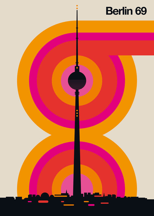 Městské umění Berlin 69 silueta věže plakát