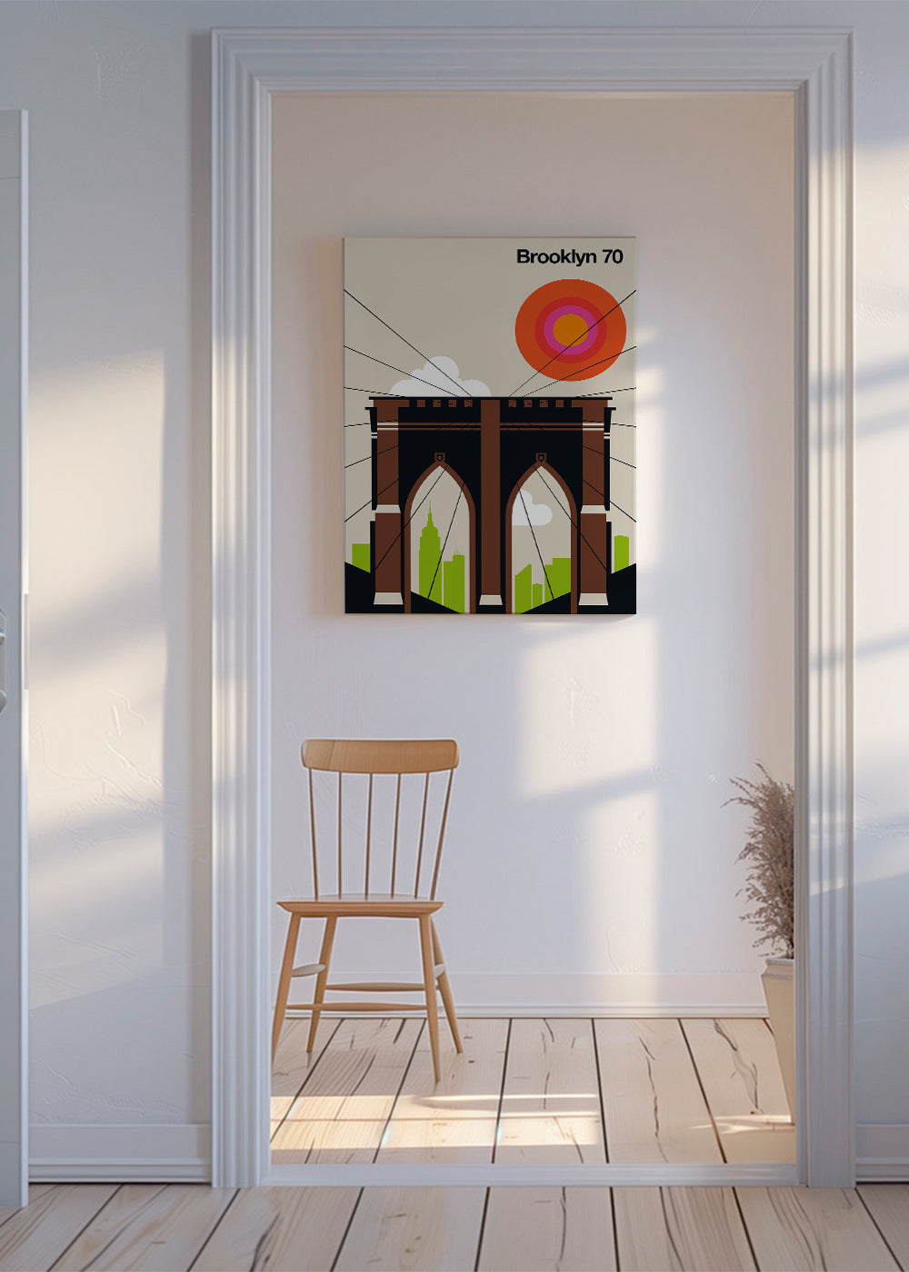 Travel poster Brooklynský most v grafické ilustraci