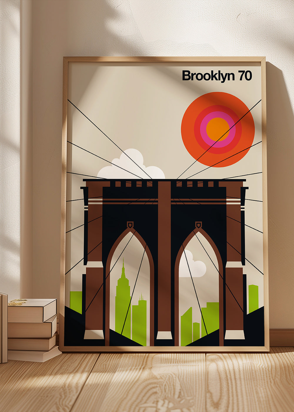Travel poster Brooklynský most v grafické ilustraci