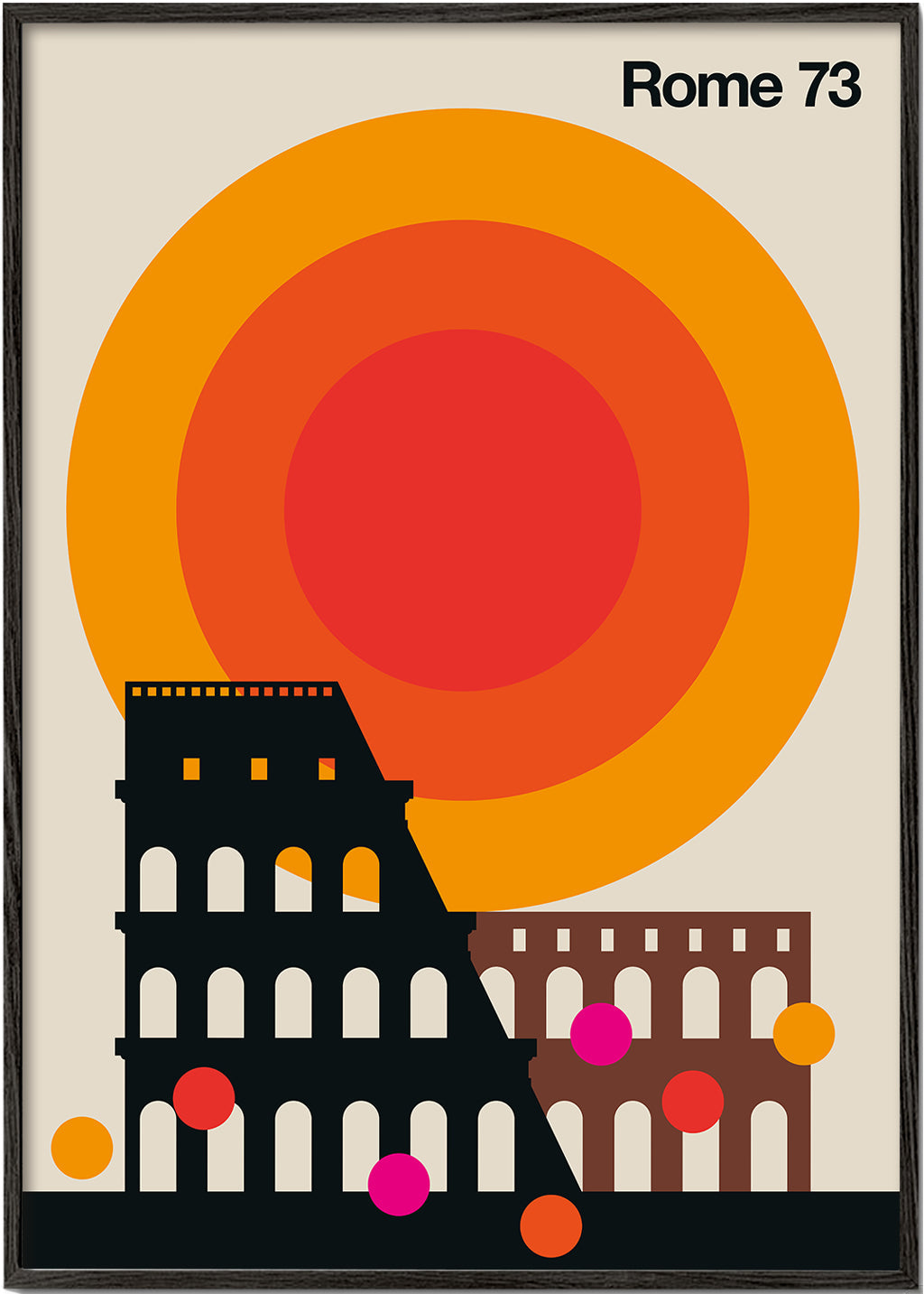 Cestovatelský plakát Rome 73, Koloseum grafické vintage