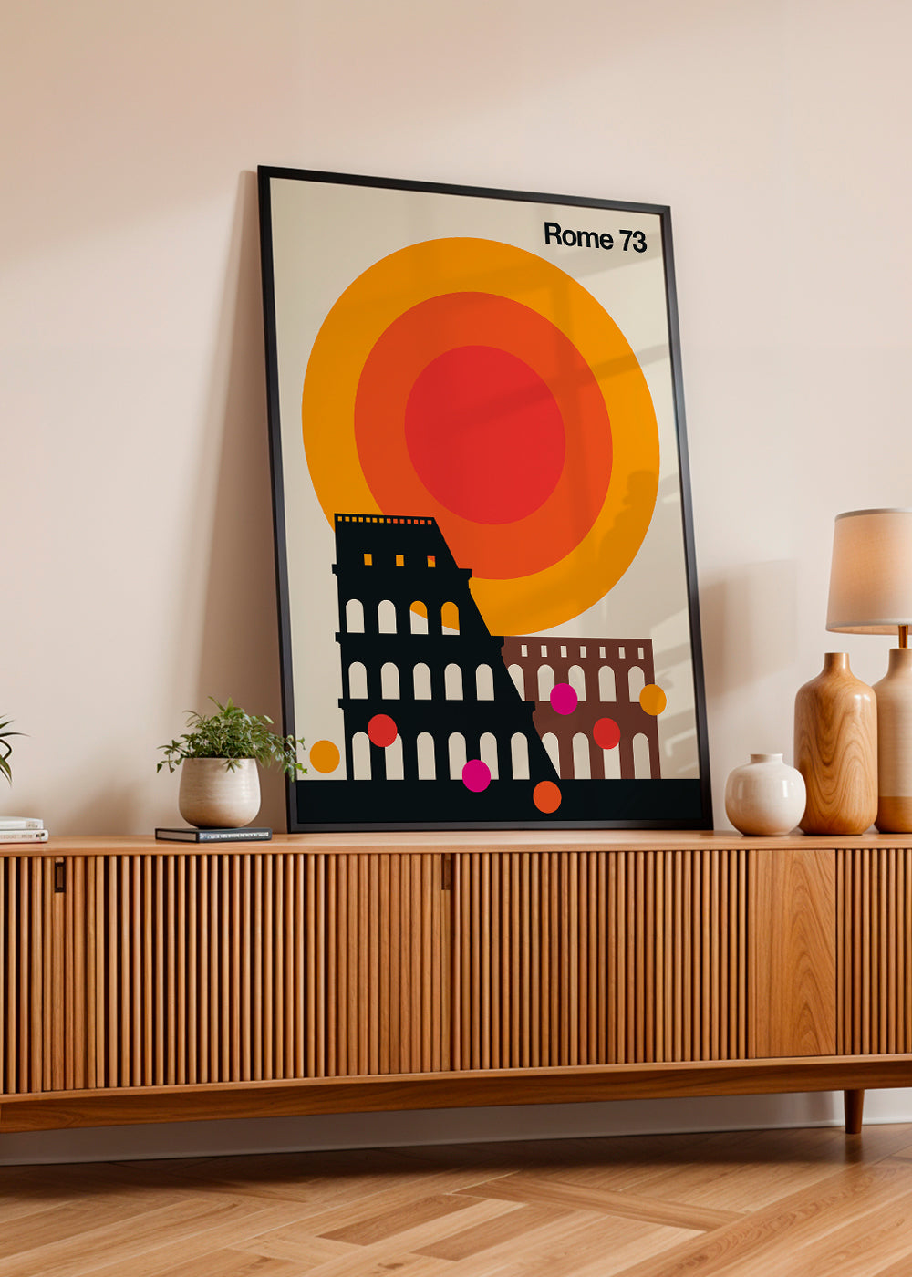 Cestovatelský plakát Rome 73, Koloseum grafické vintage