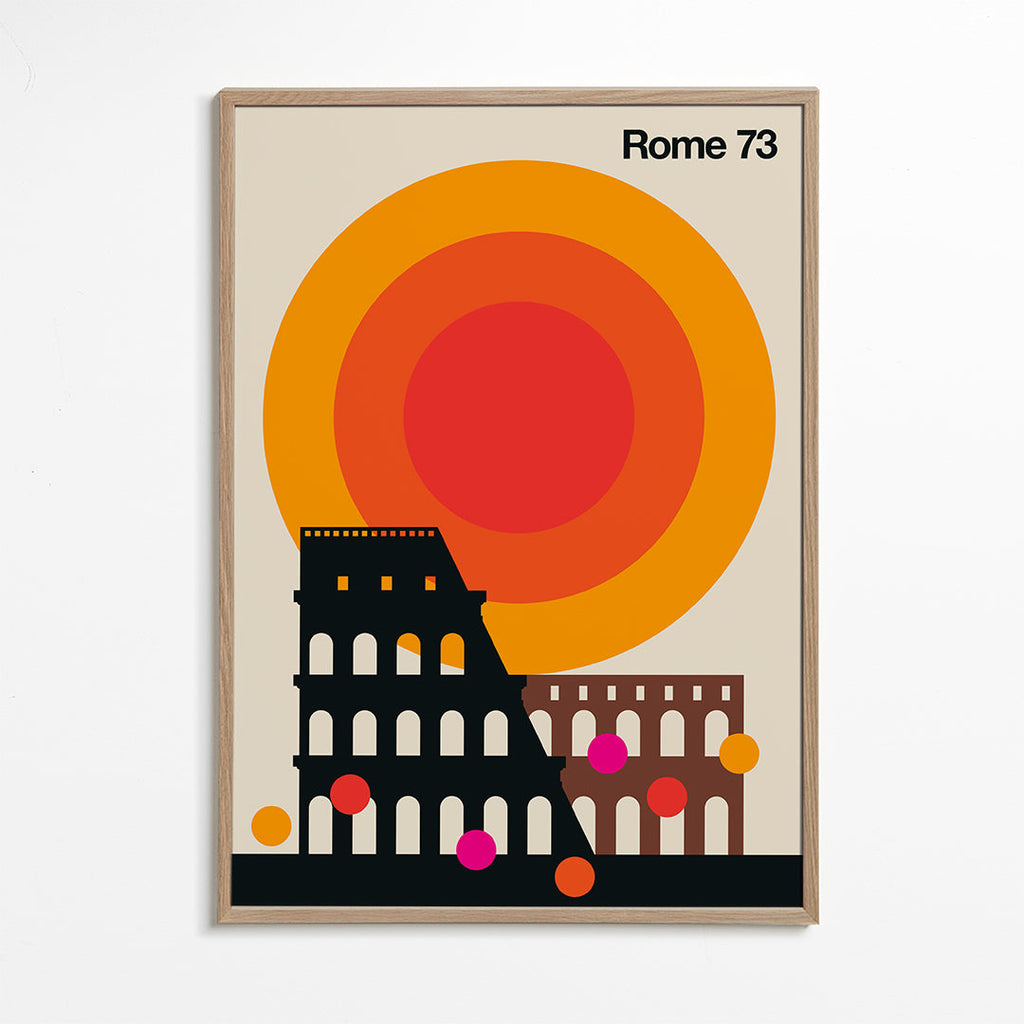 Cestovatelský plakát Rome 73, Koloseum grafické vintage