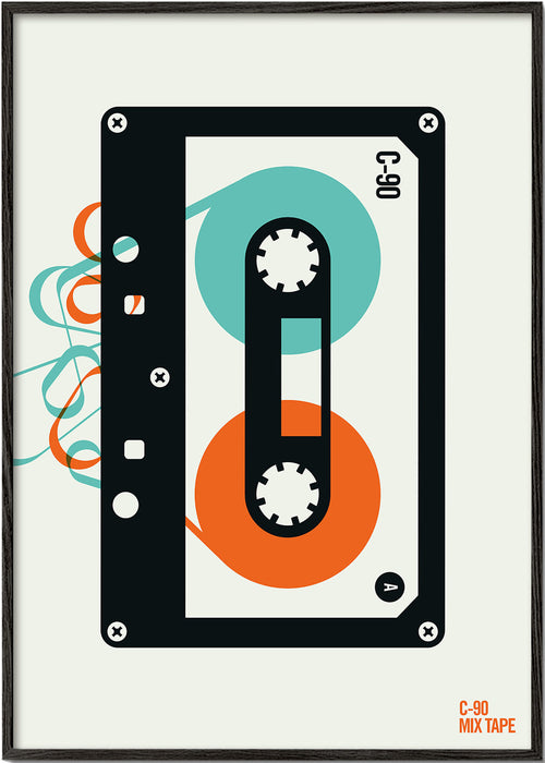 Vintage plakát Mixtape kazeta ilustrace