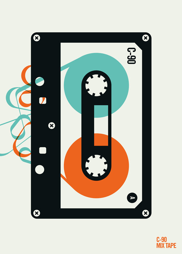 Vintage plakát Mixtape kazeta ilustrace