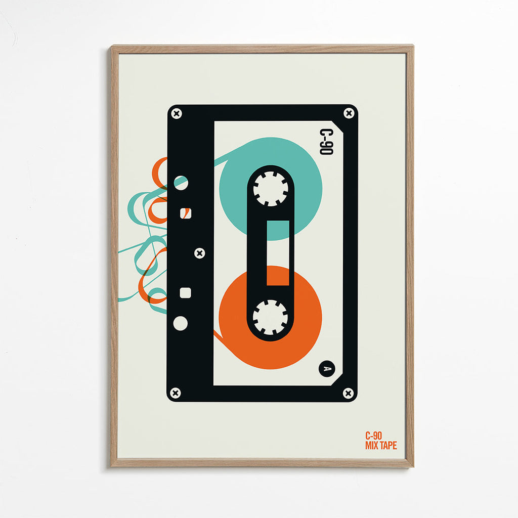 Vintage plakát Mixtape kazeta ilustrace