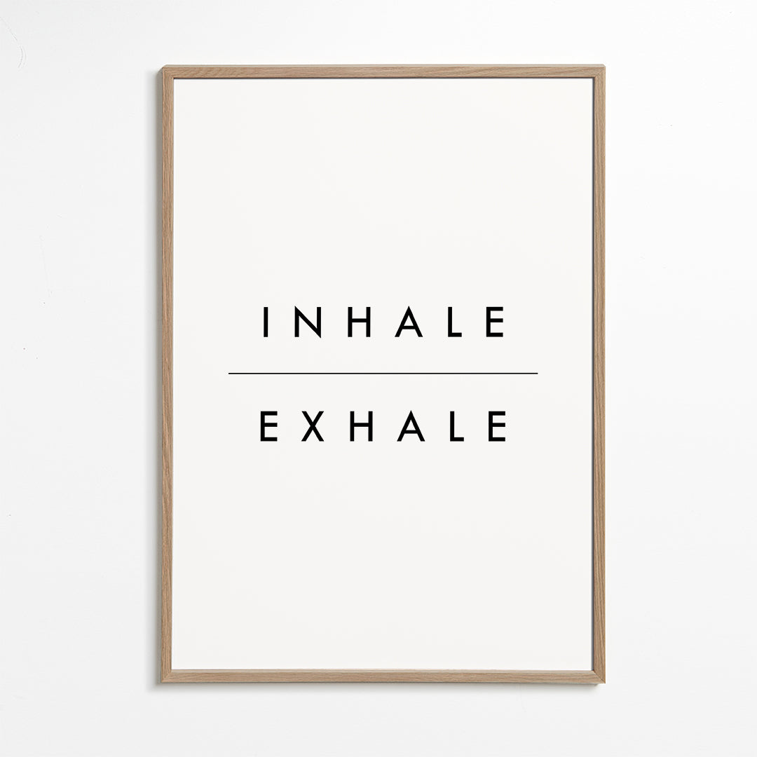 Minimalistický typografický plakát Inhale Exhale