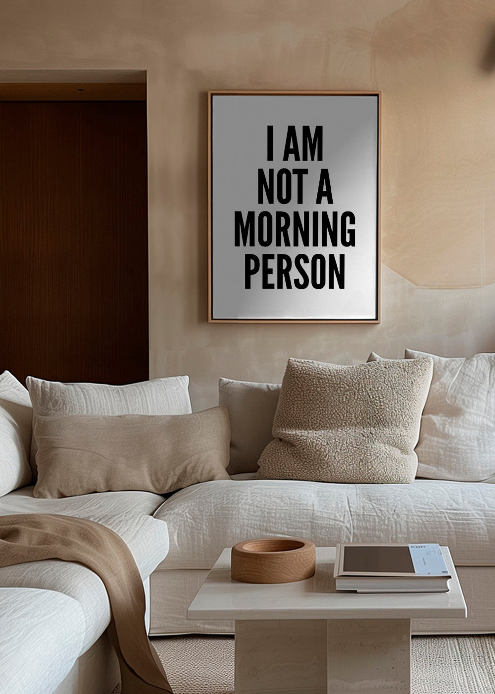 Černobílé dílo typografie I AM NOT A MORNING PERSON