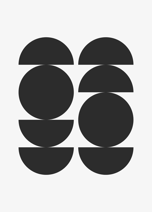Geometrický obraz minimal s kruhy a půlkruhy