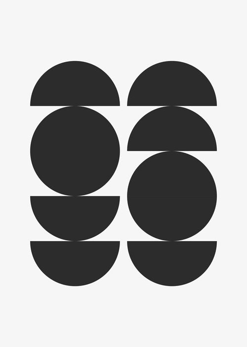 Geometrický obraz minimal s kruhy a půlkruhy