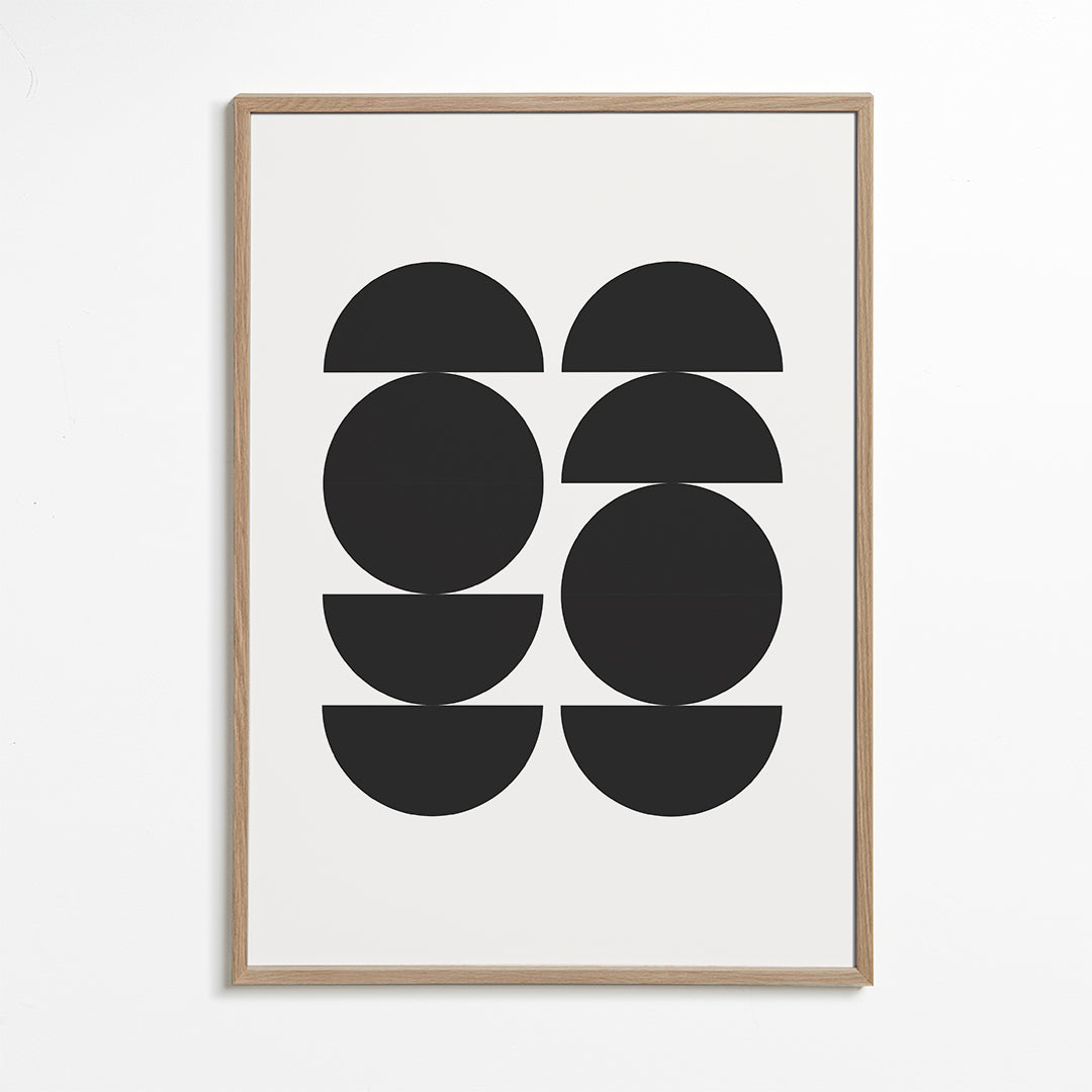 Geometrický obraz minimal s kruhy a půlkruhy