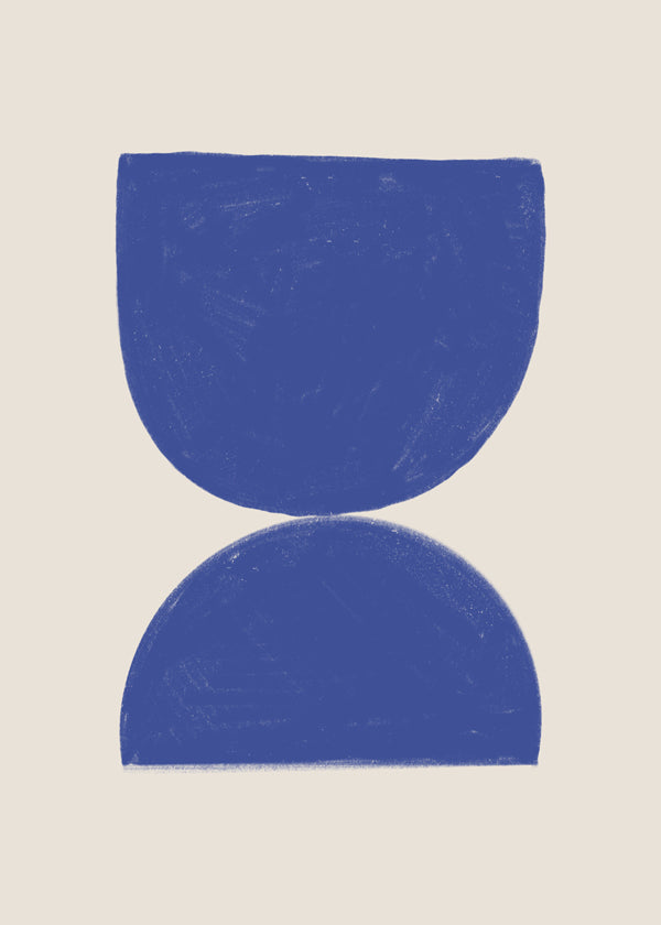 Geometrický obraz modrý minimalistický půlkruhy