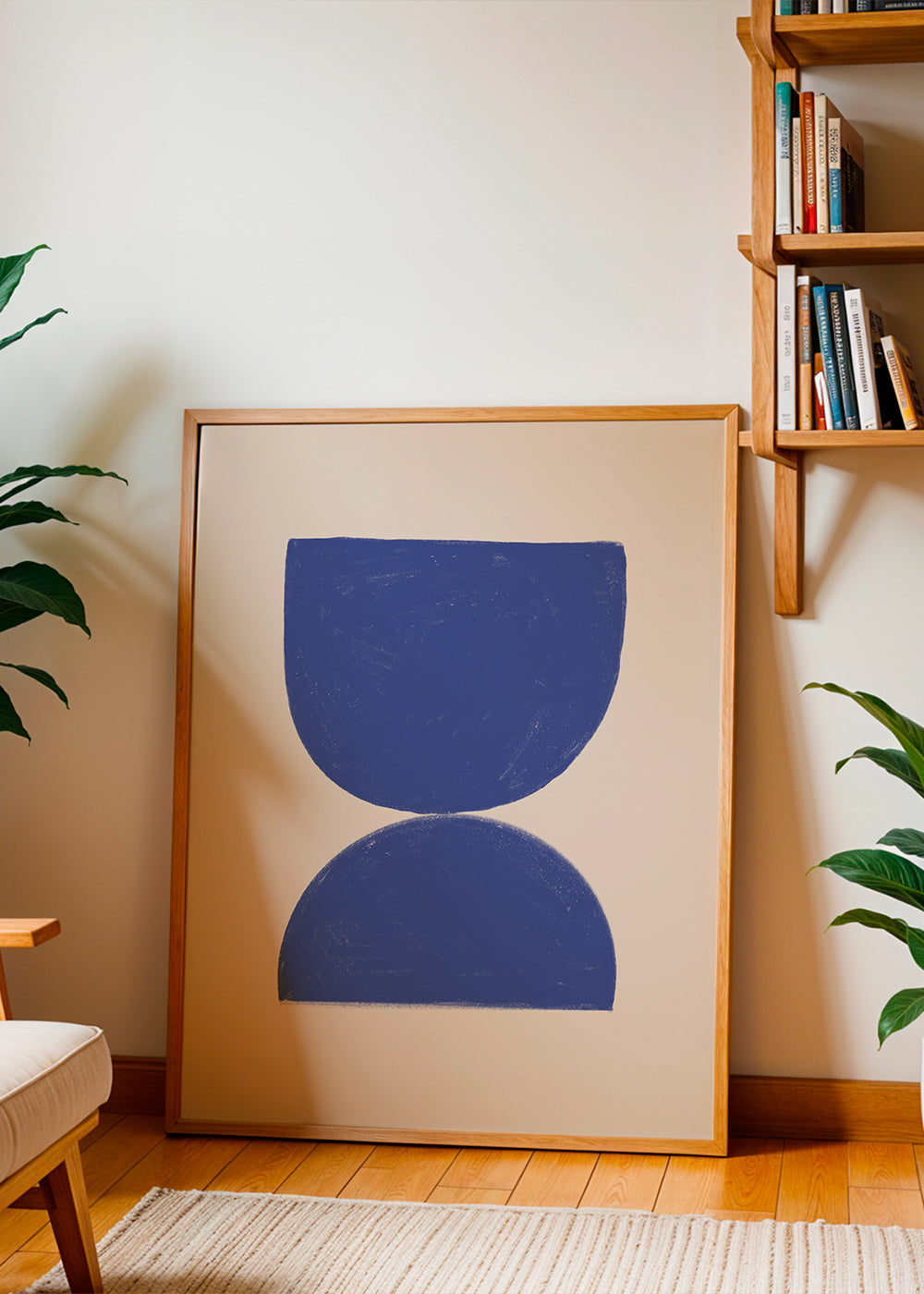 Geometrický obraz modrý minimalistický půlkruhy