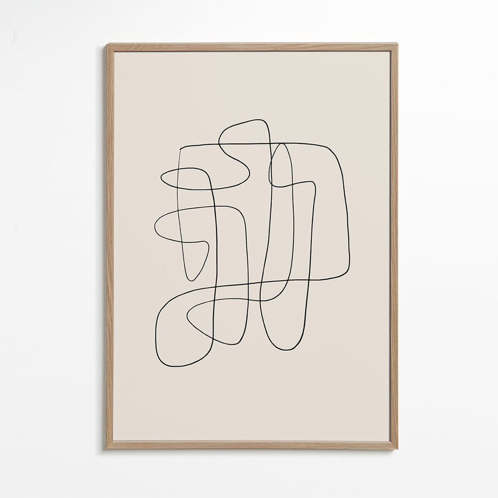 Minimalistický design s plynulou čarou na béžovém pozadí