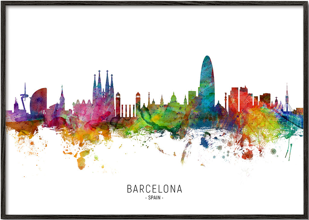 Obraz do kuchyně: Panorama Barcelony akvarel