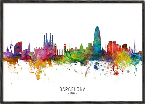 Obraz do kuchyně: Panorama Barcelony akvarel