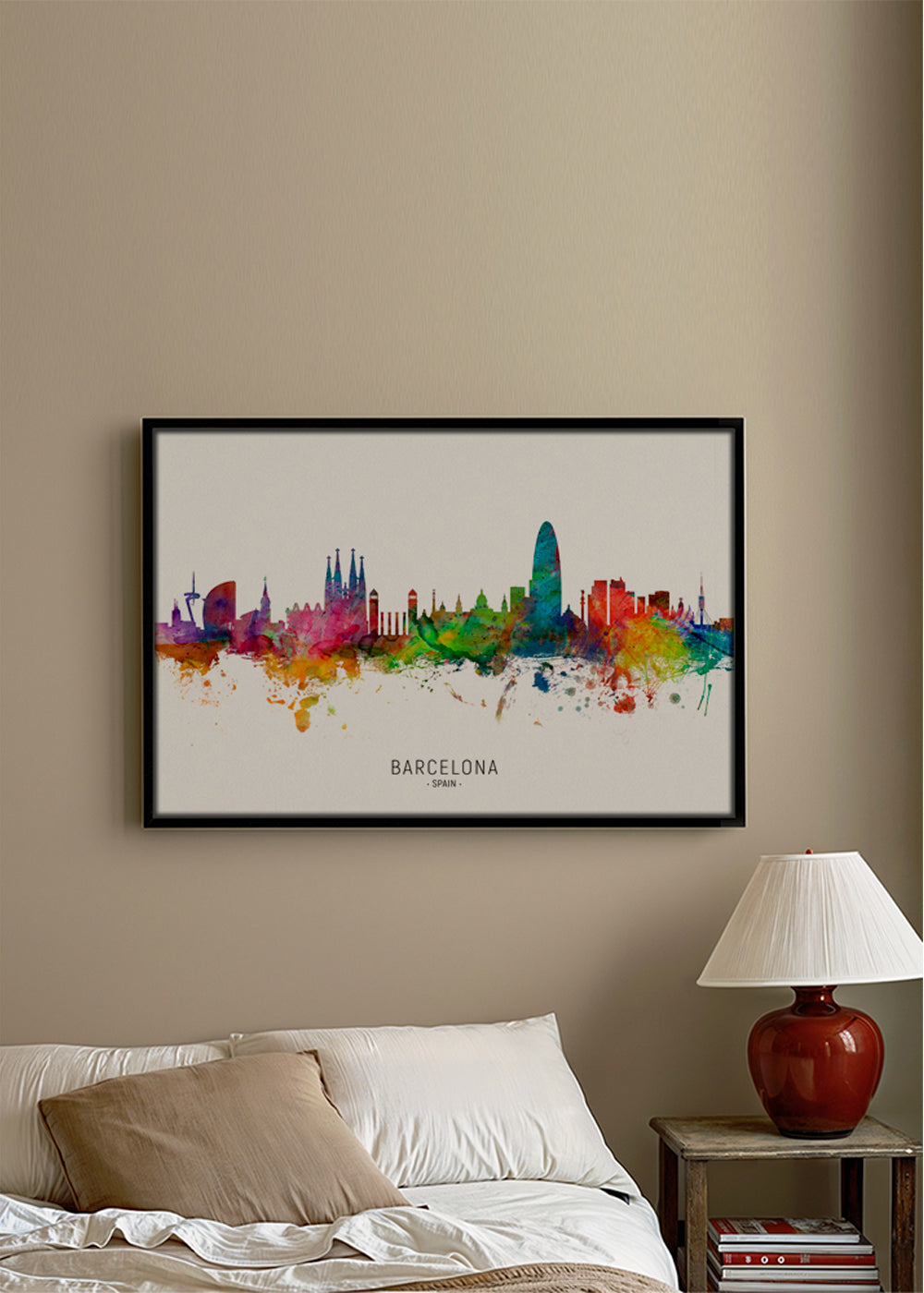Obraz do kuchyně: Panorama Barcelony akvarel