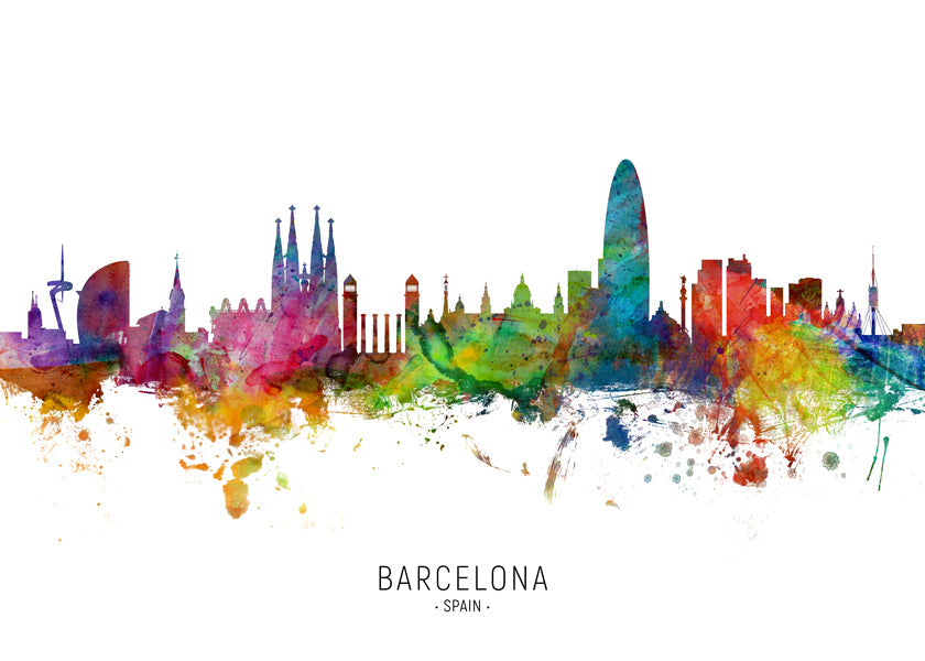Obraz do kuchyně: Panorama Barcelony akvarel