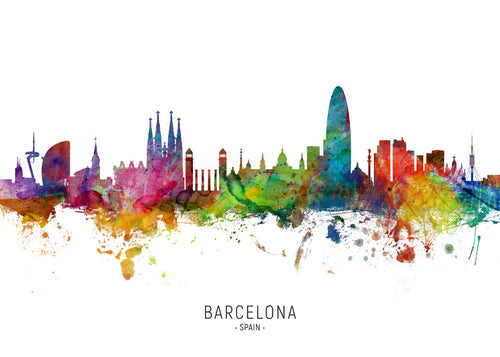 Obraz do kuchyně: Panorama Barcelony akvarel