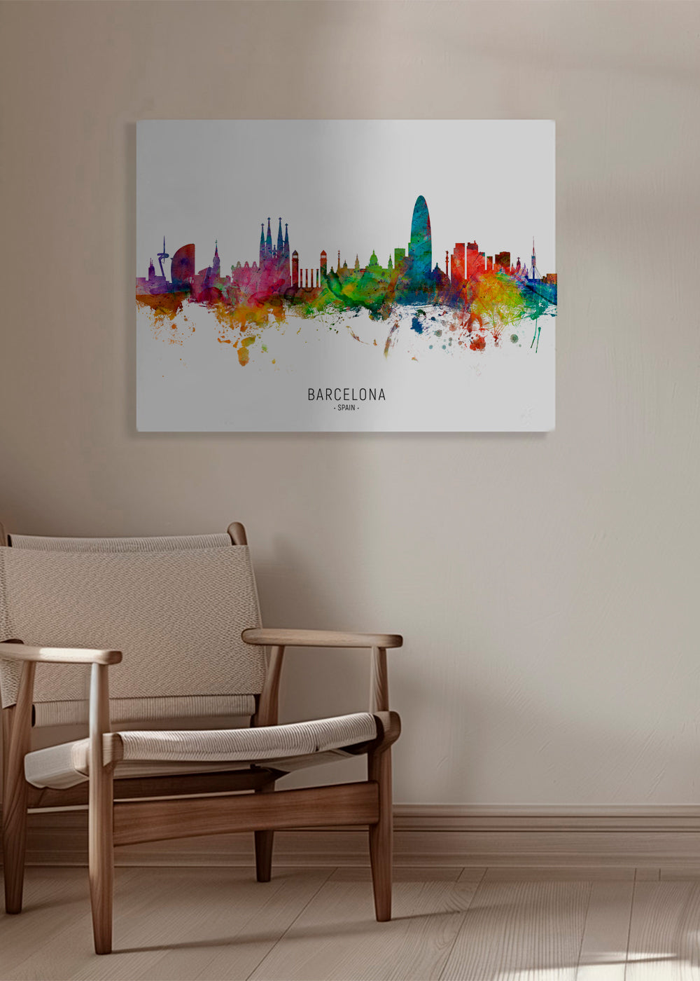 Obraz do kuchyně: Panorama Barcelony akvarel