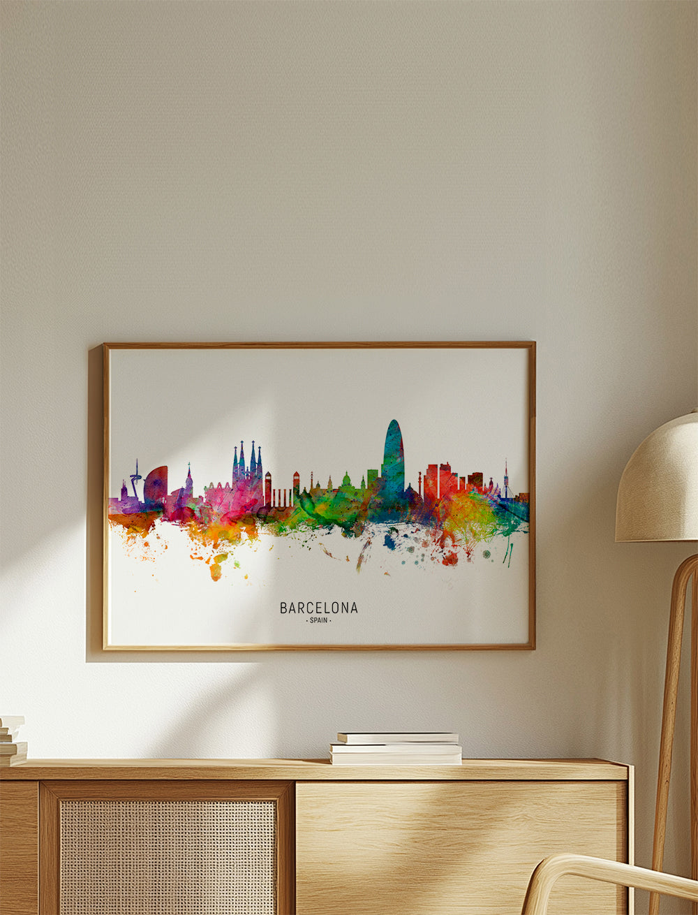 Obraz do kuchyně: Panorama Barcelony akvarel