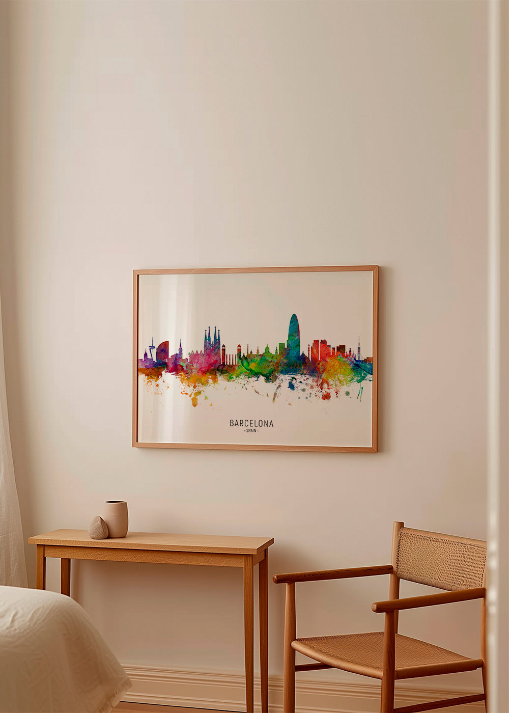 Obraz do kuchyně: Panorama Barcelony akvarel
