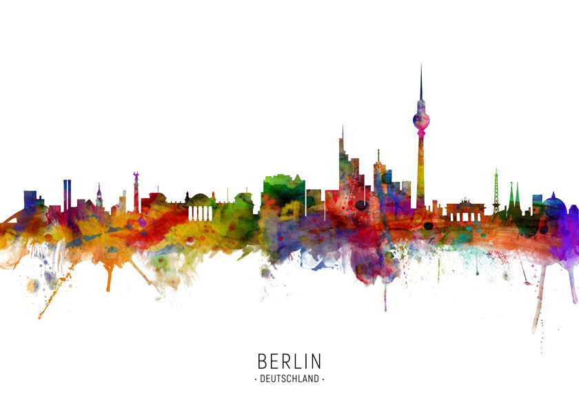 Cestovatelský plakát Berlín panorama akvarel
