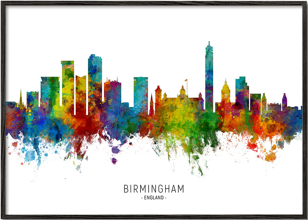 Obraz města Birmingham akvarelové barvy