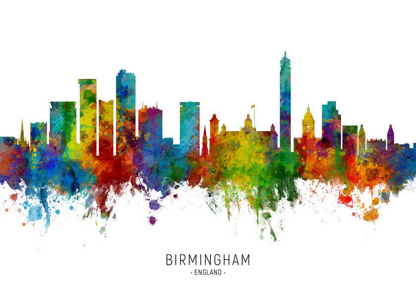 Obraz města Birmingham akvarelové barvy
