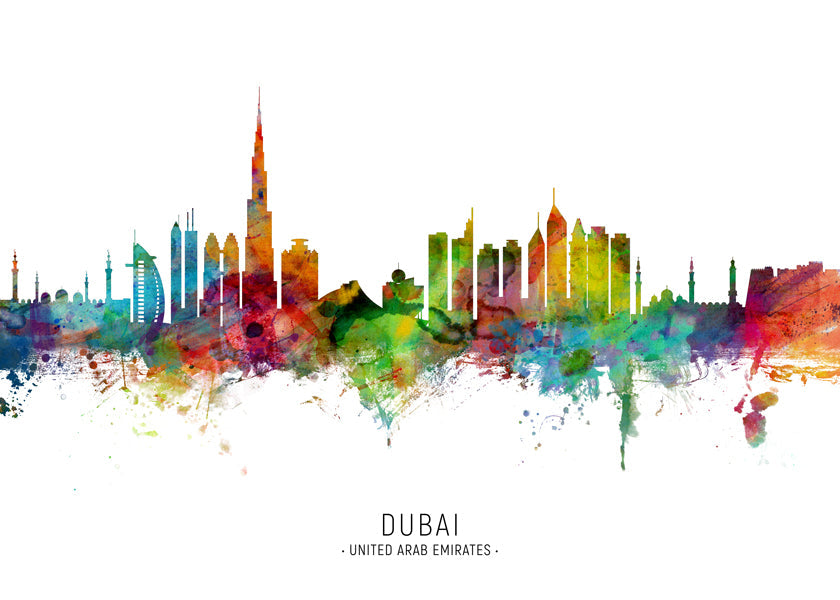 Obraz města Dubai skyline akvarel