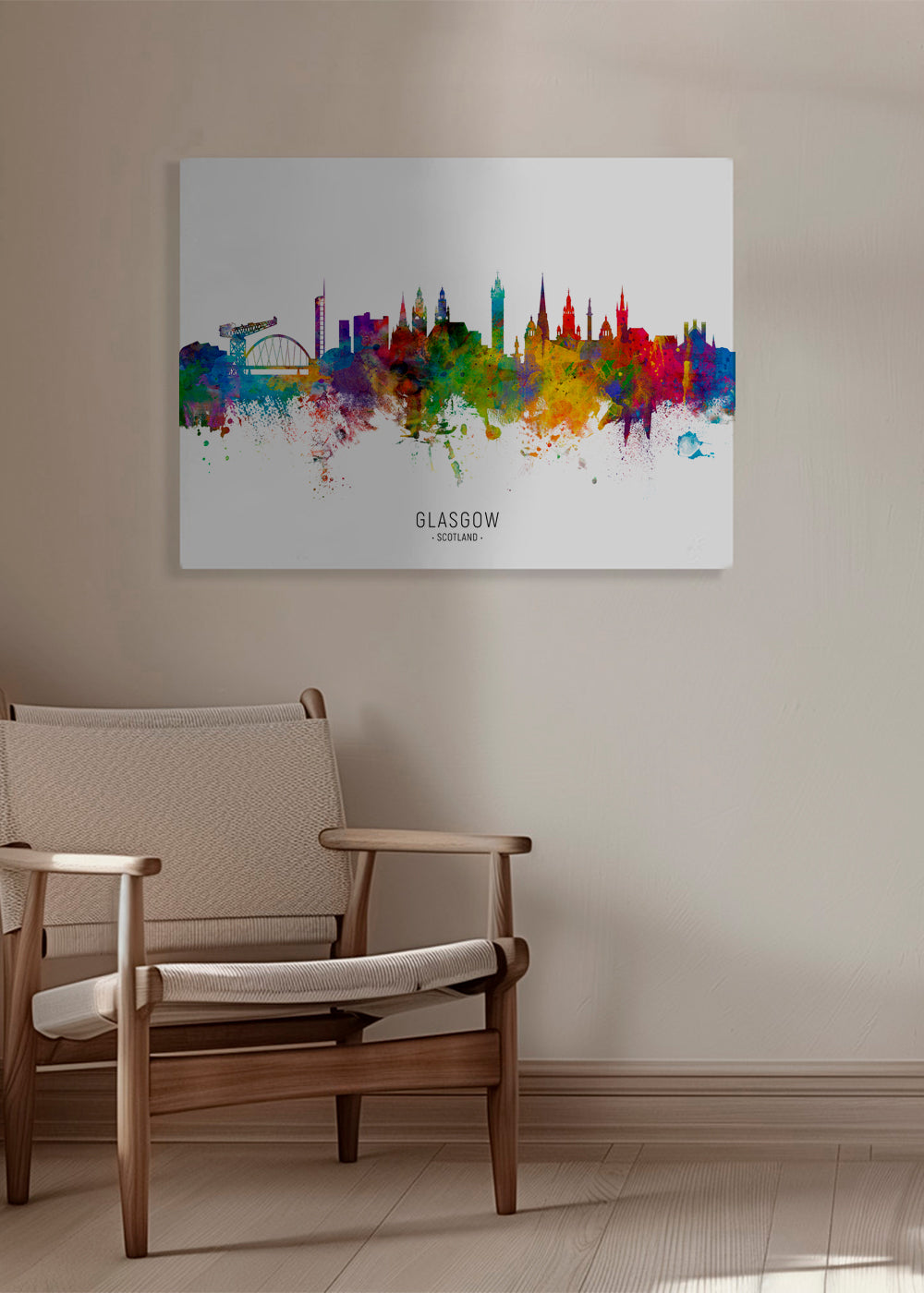 Plakát města Glasgow skyline akvarel
