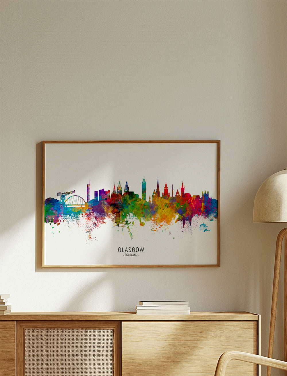 Plakát města Glasgow skyline akvarel