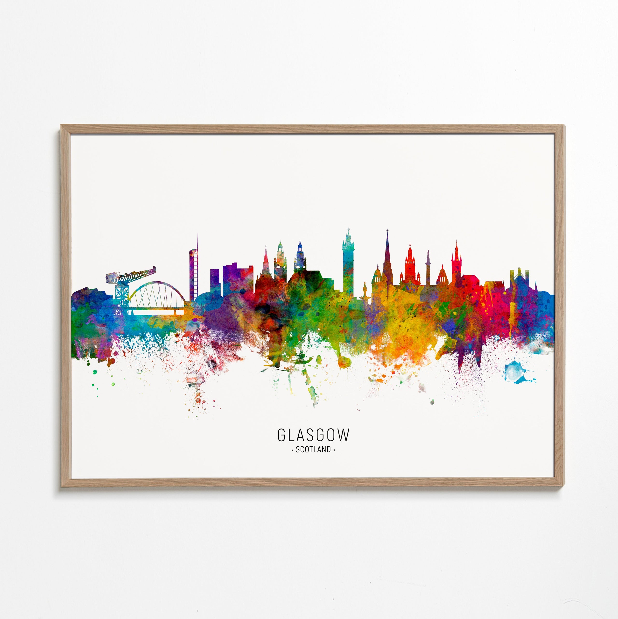 Plakát města Glasgow skyline akvarel