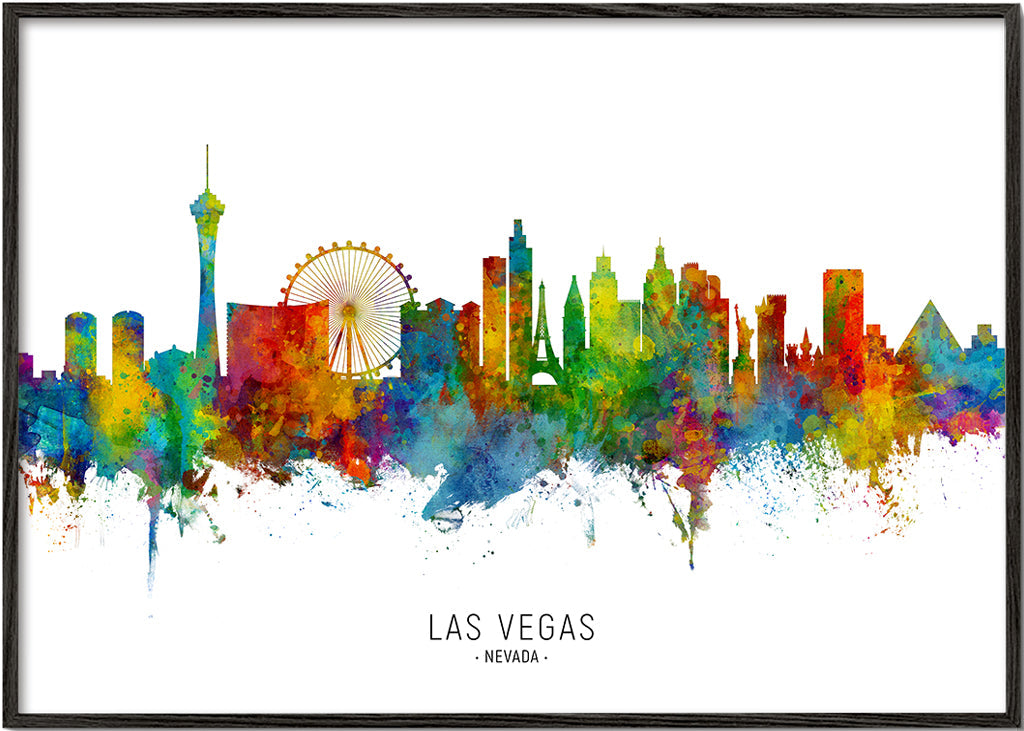Plátno skyline Las Vegas v akvarelu