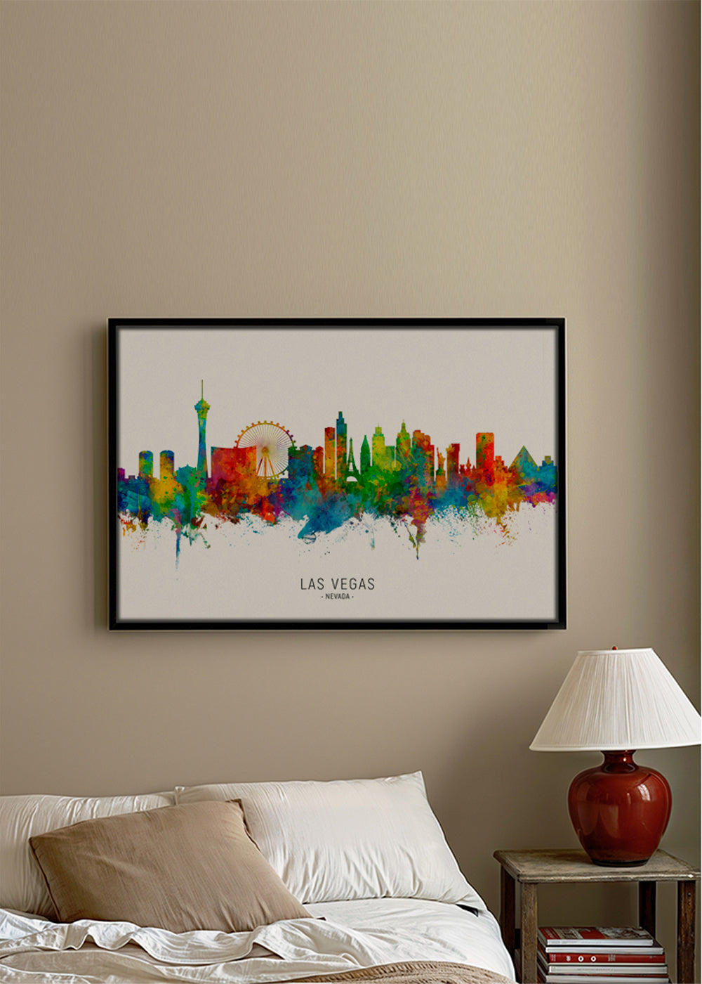 Plátno skyline Las Vegas v akvarelu