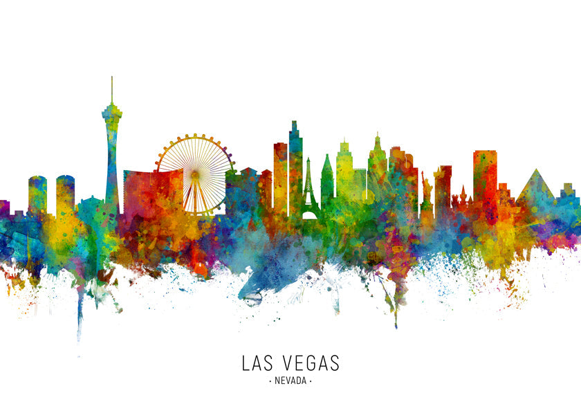 Plátno skyline Las Vegas v akvarelu