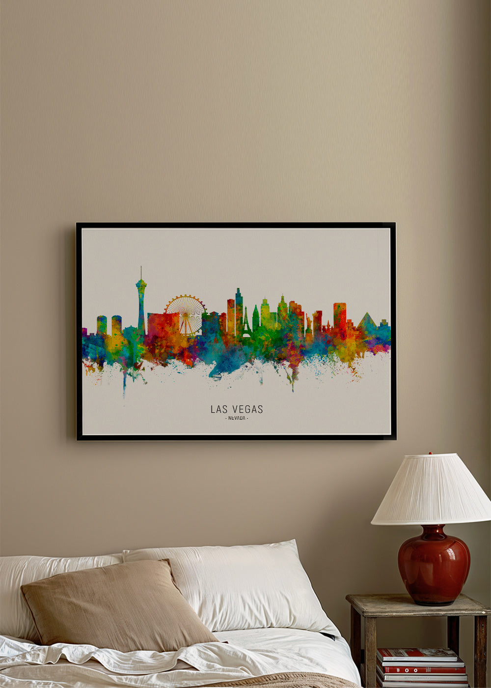 Plátno skyline Las Vegas v akvarelu