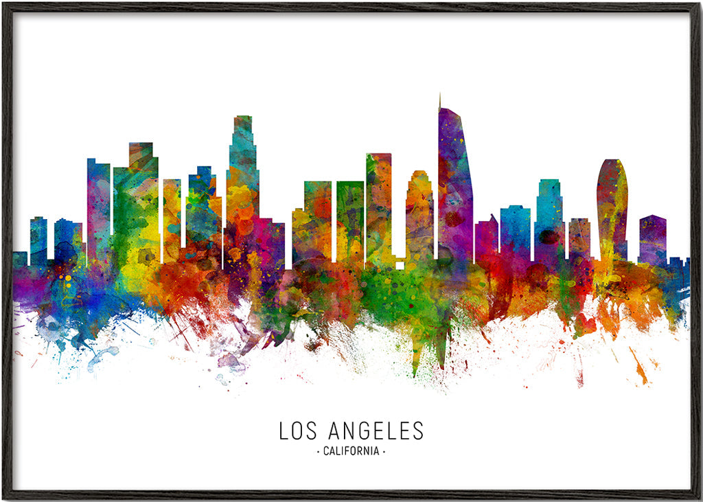 Cestovatelský plakát: Barevná panorama Los Angeles
