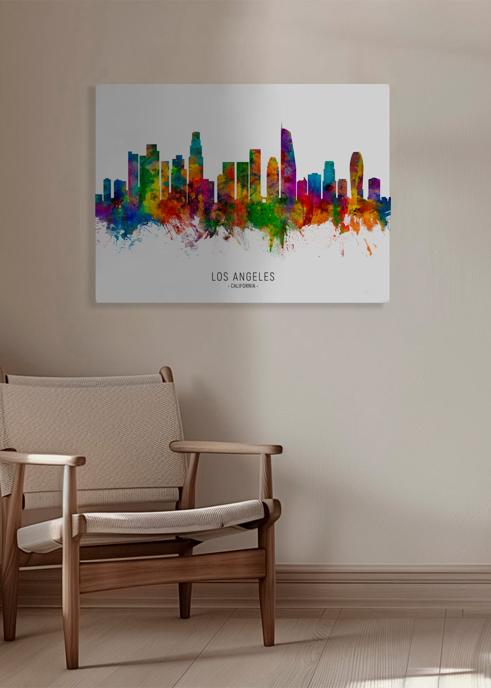 Cestovatelský plakát: Barevná panorama Los Angeles