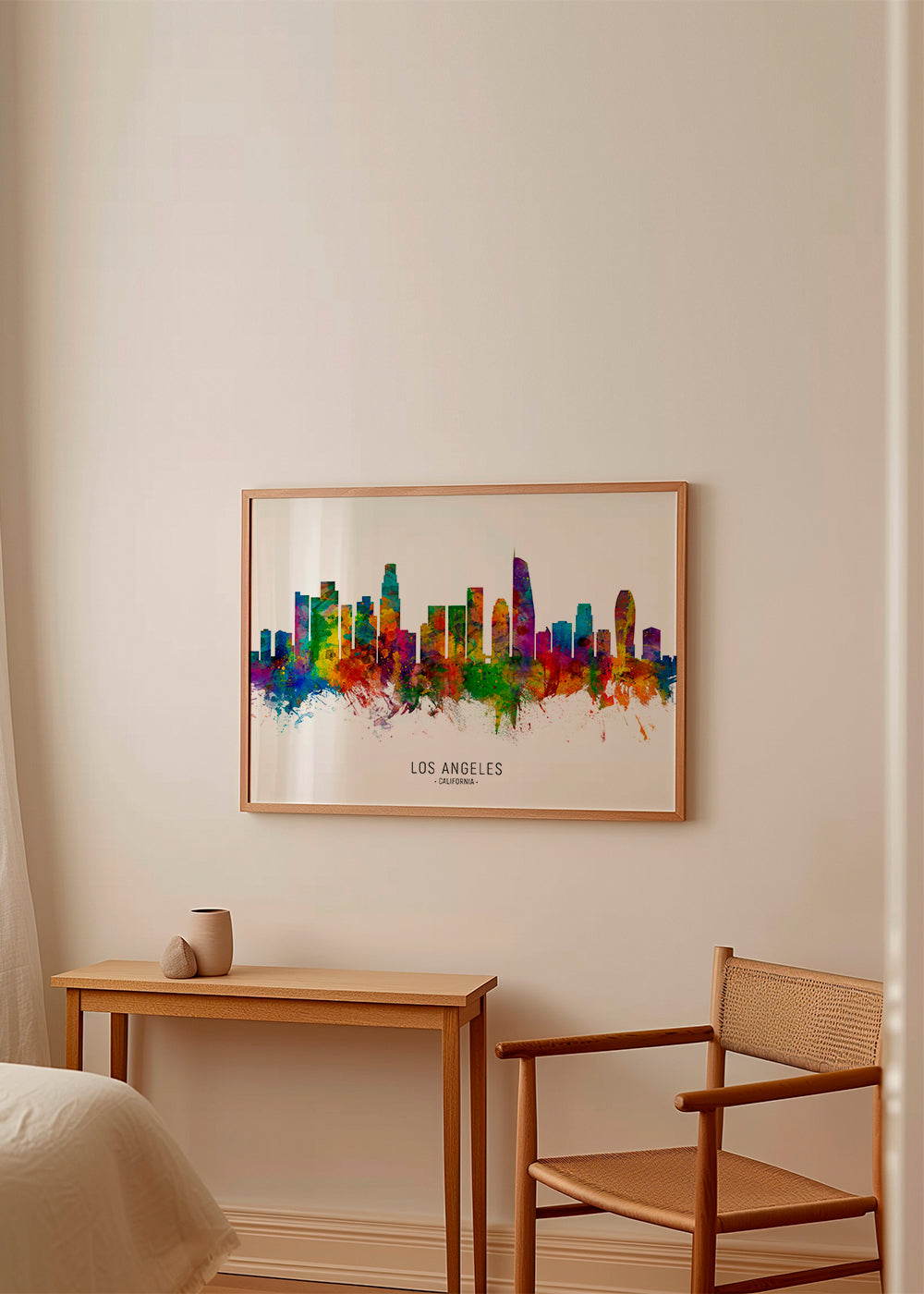 Cestovatelský plakát: Barevná panorama Los Angeles