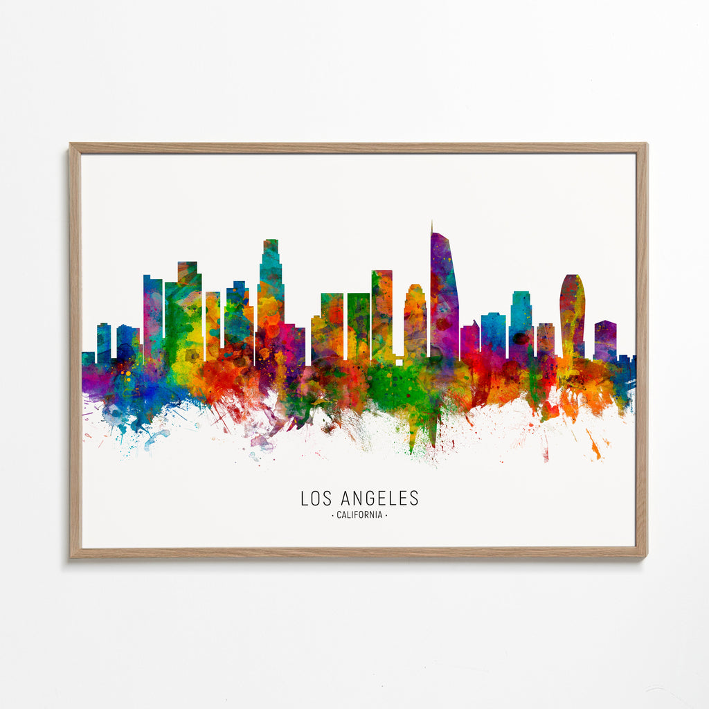 Cestovatelský plakát: Barevná panorama Los Angeles